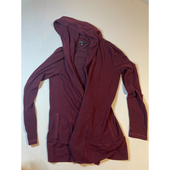 Bobeau Cardigan Sweater Womens Medium Burgundy Knit Open Front Long Sleeve - Picture 1 of 3